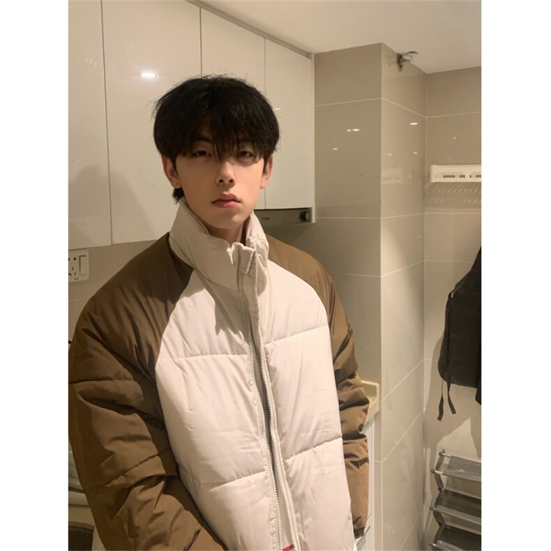 A451-P95冬装外套港风撞色立领棉衣上衣棉服男女同款,男装棉衣,星座911