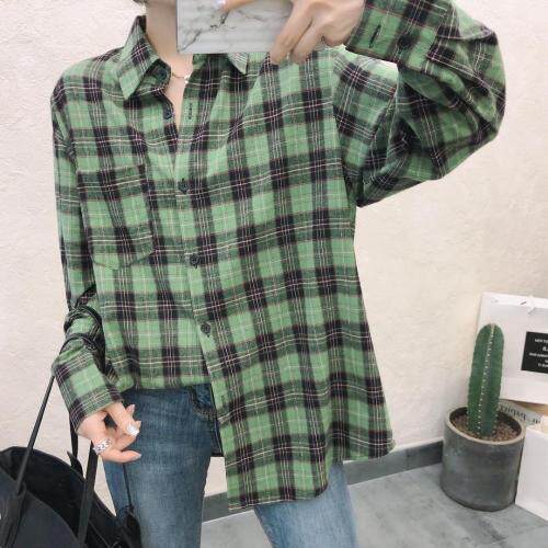 春夏格子衬衫，女装衬衫，变色鸟(4F)