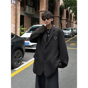 男士西装商务外套秋季宽松小众韩版百搭西装上衣HY665TP70图片