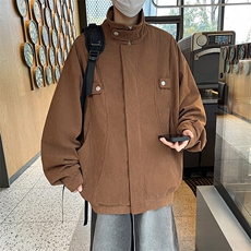 港风秋款男夹克灯芯绒工装织带宽松外套J016P65，男装夹克，星座1013-1