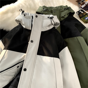 毛毯平铺 拼色工装面包服时尚连帽保暖棉衣A247-MY560 特批85图片