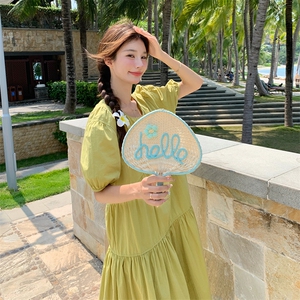 法式甜美减龄茶歇泡泡袖连衣裙女2025夏季新款韩版宽松显瘦长裙子图片