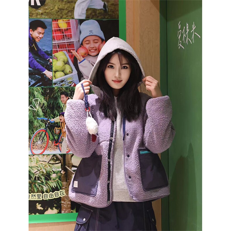 高品秋冬户外糕糕毛保暖拼接撞色开衫羊羔毛外套男女A1180-P75,男装棉衣,星座1505