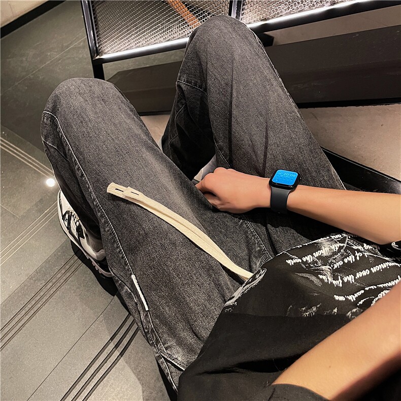 夏季牛仔裤男2024新款宽松直筒修身松紧腰长裤男士休闲裤图片