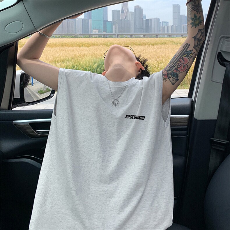 可48小时发货支持抖音得物来样二开240克重磅美式纯棉背心无袖t恤，男装背心/马甲，电商A486-1