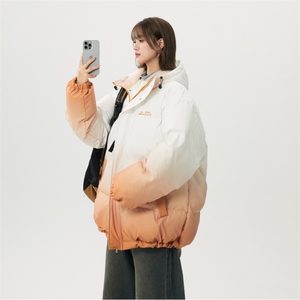 XZ-230-1MY701中性风简约轻奢百搭扎染渐变休闲连帽棉服P118控158图片