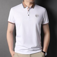 22新款夏季中年男装体恤翻领简约商务宽松半袖保罗衫短袖纯色男装，男装T恤，电商B212（原钱塘6029）