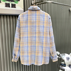 新款休闲潮流格子衬衫男女春秋穿搭薄外套痞帅衬衣，男装衬衫，星座410-6（原星座1304-1）