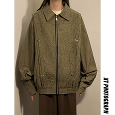1中性成分聚酯纤维,褶皱撞色面料夹克男外套JK77866P75控118，女装短外套，星座226-2