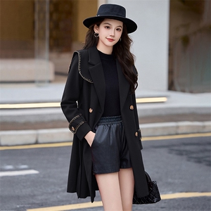 红色毛呢外套女中长款2024年春秋新款收腰显瘦结婚敬酒服呢子大衣图片