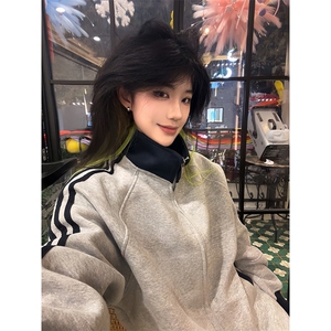 抖音得物高品质 美式高街重磅结构设计拼接织带立领卫衣外套 CM42图片