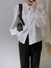 立领衬衫，女装衬衫，驿谷