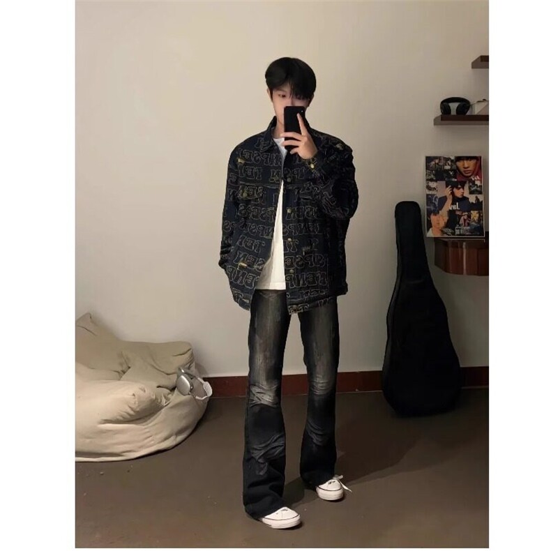 【有货】DN300-P68美式翻领牛仔夹克青年帅气字母刺绣牛仔衣,男装夹克,星座603-2