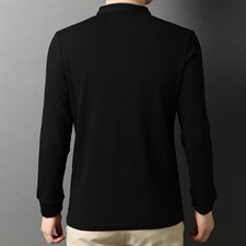 2024新款男士长袖t恤商务立领中年爸爸装上衣polo衫打底体恤衫，男装T恤，钱塘6003A(原)4033A
