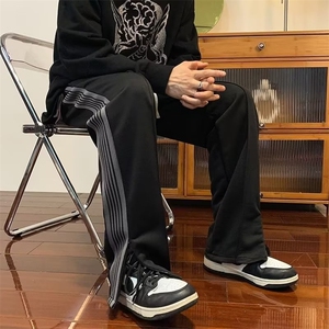 春秋条纹运动裤男直筒港风潮牌ins垂感休闲百搭九分裤子CK82 P38图片