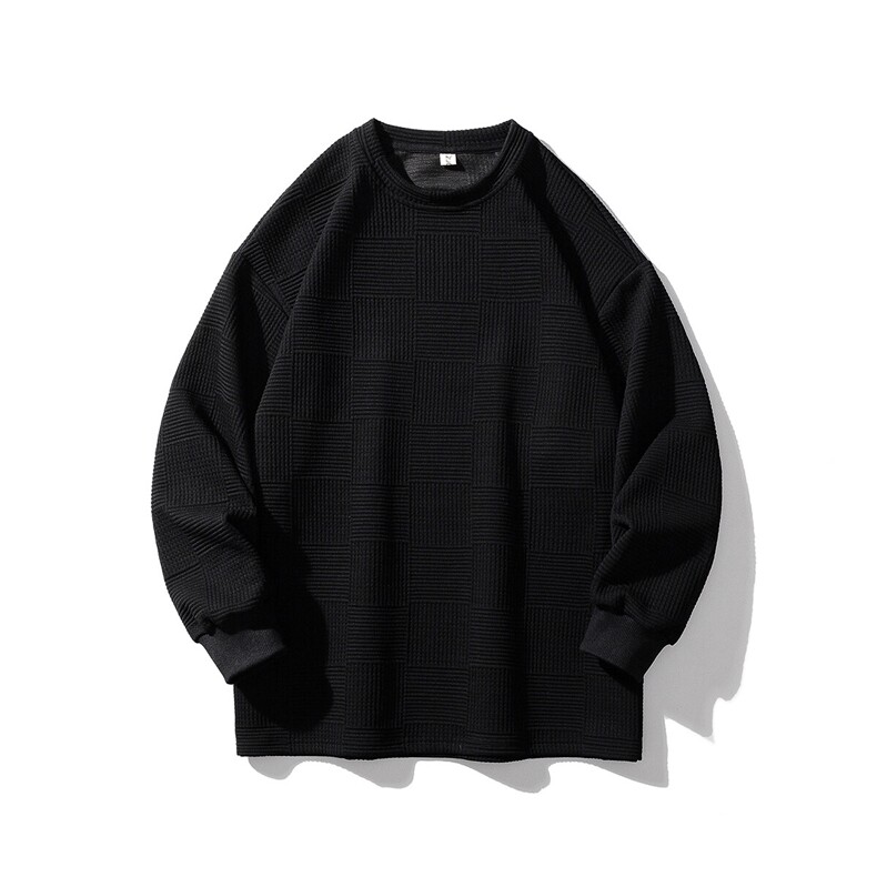 2025港风休闲大码M-5XL立体纯色方格花纹面料卫衣WY77050P38控58,男装卫衣,星座227-7