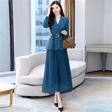 2023年秋季时尚简约大方气质优雅收腰显瘦两件套裙,女装套装/套裙,时尚俏佳人