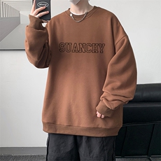 圆领卫衣男大码加厚加绒长袖t恤男S6229-P28加绒款-P33，男装卫衣，电商A040
