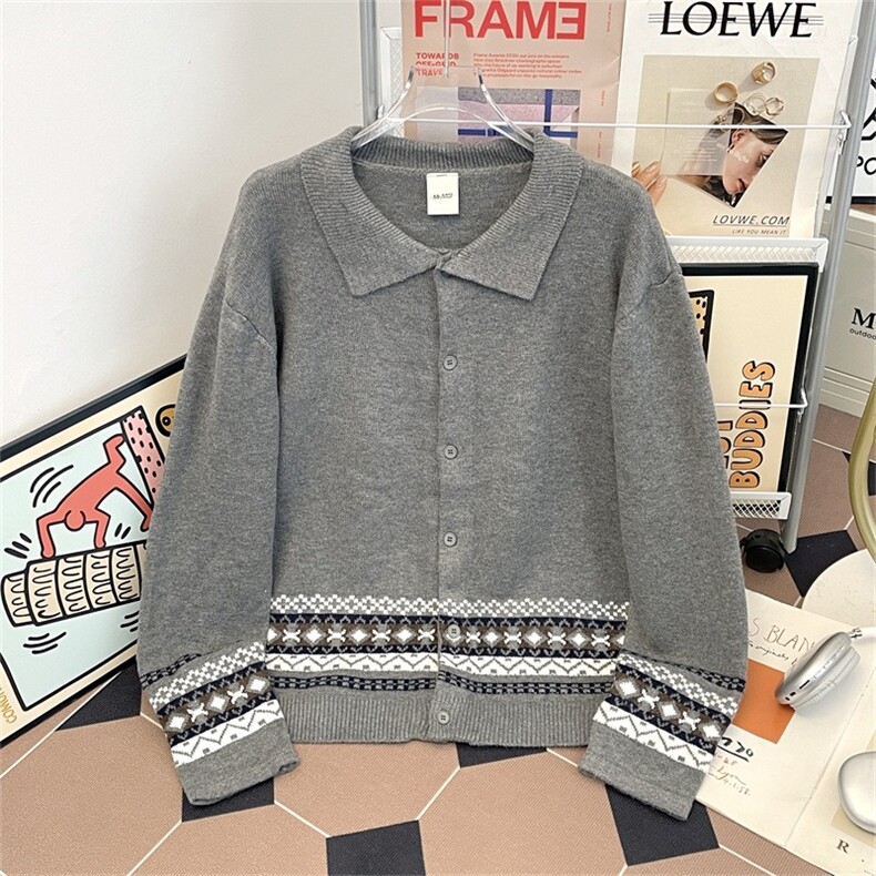 针织衫外套2025秋季情侣上衣欧式复古慵懒风男女毛衣4160P58，男装针织衫/毛衣，星座410-2