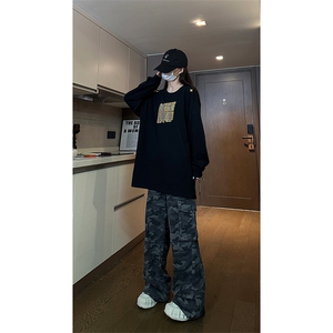 自家图现货 纯棉情侣宽松圆领刺绣风卫衣T恤男女WY18-特P35控58图片