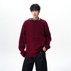 8XL-M圆领毛衣男秋冬季宽松慵懒套头麻花针织衫毛线衣MY19005P68，男装针织衫/毛衣，电商B312