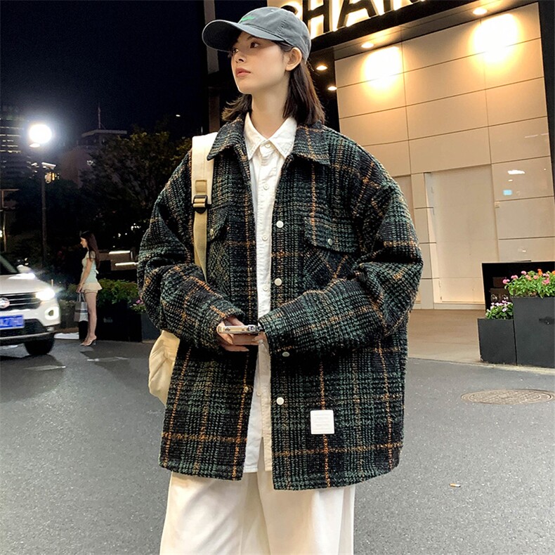 2023秋冬新品宽松百搭衬衫中性翻领上衣外套男女 8362-P90控价128图片