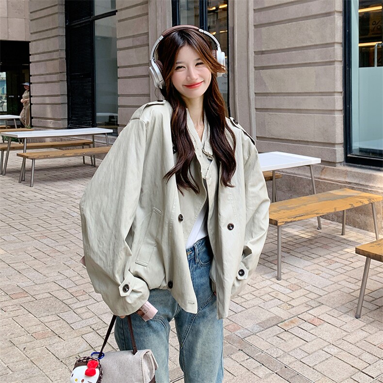 休闲宽松风衣外套女春秋2025新款短款小个子大衣独特超好看高级感图片