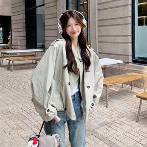 休闲宽松风衣外套女春秋2025新款短款小个子大衣独特超好看高级感图片