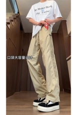 大量现货美式抽绳直筒裤男夏季侧边条纹设计感速干裤DY5032-P55，男装休闲裤，电商A178