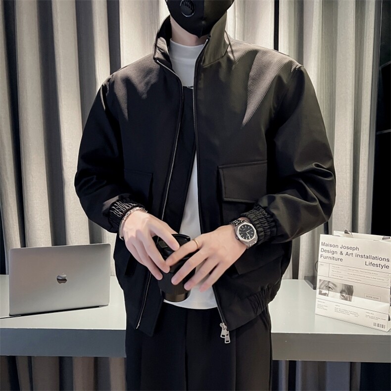 现货2025秋季社会小伙痞帅男立领夹克外套JK24P115控158,男装夹克,电商B276A