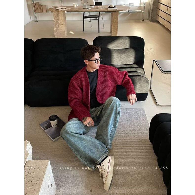 1506-1/ZSMF3681/P59开衫男士韩系宽松潮流毛衣慵懒风休闲上衣服,男装针织衫/毛衣,星座1506-1