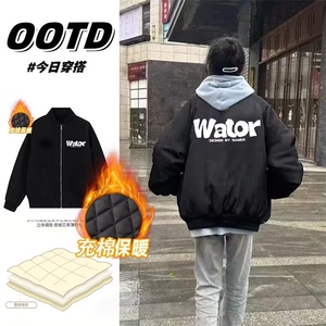 1506-1/Jjp17658805981/P72情侣百搭宽松夹棉夹克黑色宽松男女图片