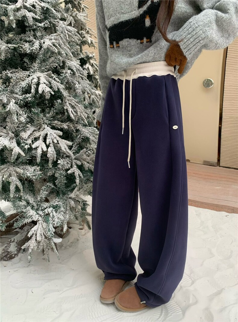 2025年秋季时尚百搭通勤简约休闲撞色腰休闲裤,女装休闲裤,湘姗