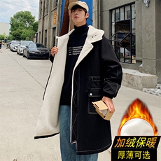 大货风衣男中长款大衣加绒加棉衣男F262薄P115加绒P135港风二，男装风衣，星座401
