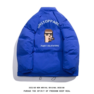 白鸭绒白底冬季hiphop炸街设计感印花棉衣YR185P195控258图片