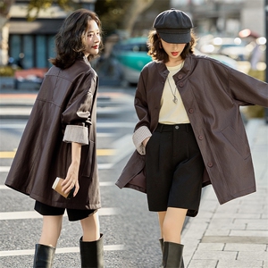 时髦皮衣外套女2025春秋新款休闲气质宽松立领PU皮夹克高级感上衣图片