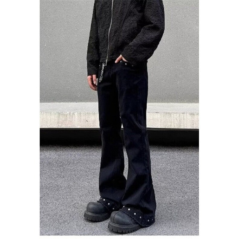 水洗基础弯刀牛仔裤男秋季潮牌宽松cleanfit微喇直筒裤子N6033,男装牛仔裤,星座1116A（原606A-3）