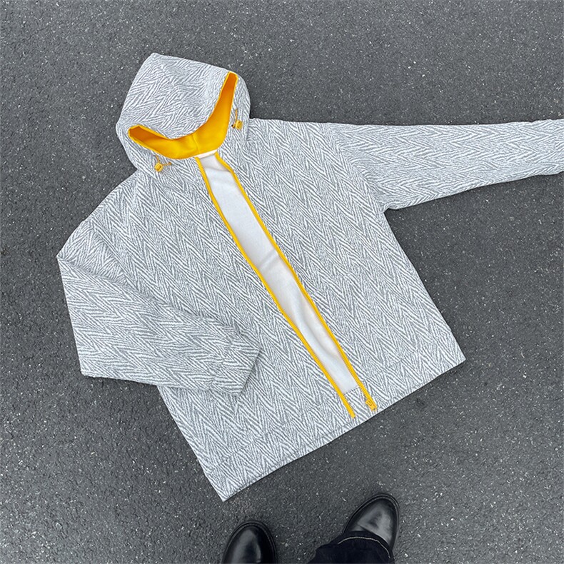 YK86105-P55聚酯纤维秋季新品美式复古人字纹连帽卫衣男,男装卫衣,电商A086-1