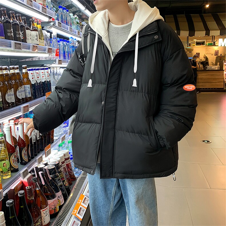 2024冬新款港风夜景连帽假两件面包服 棉衣外套男 G3012-P95控115图片