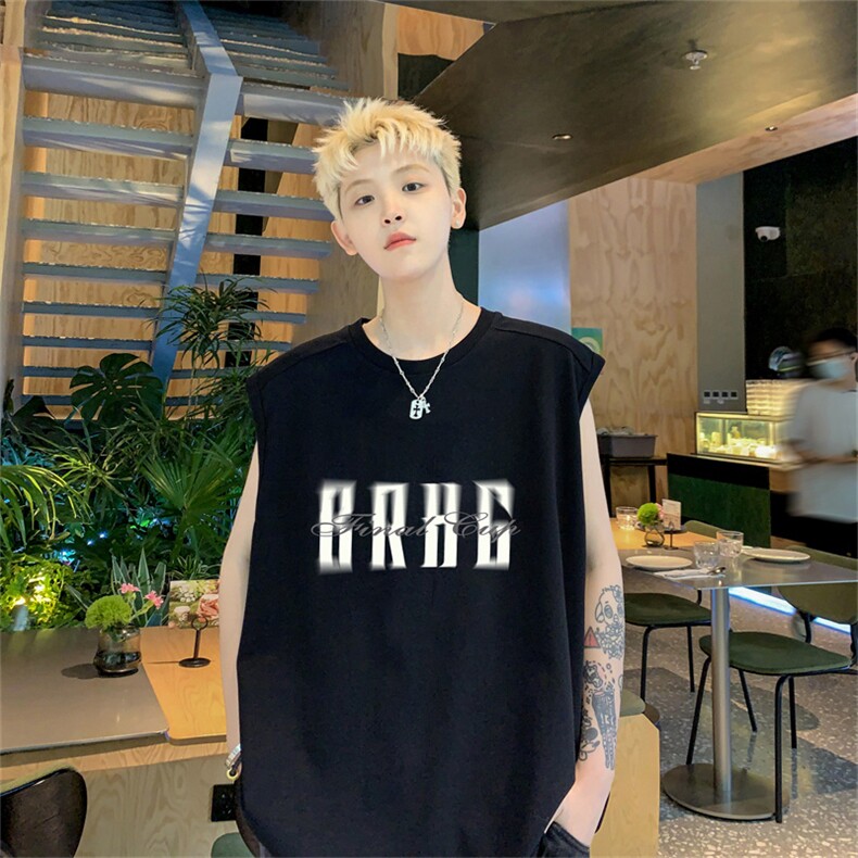 特P19控38 220g纯棉美式宽松背心男女无袖t恤潮CB3151图片