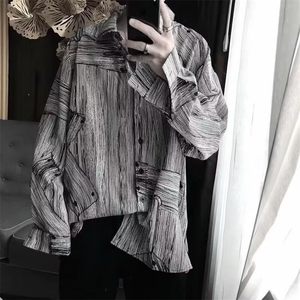 慵懒港风花衬衫男潮流垂感宽松情侣装长袖衬衣 C331图片