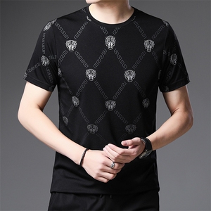 夏季薄款男士圆领短袖t恤时尚休闲2023新款打底衫修身上衣服体恤图片