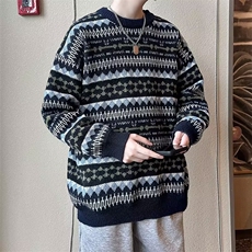费尔岛提花圣诞毛衣男日系复古慵懒着内搭冬季针织衫M5675，男装针织衫/毛衣，星座1116A-1（原606A）