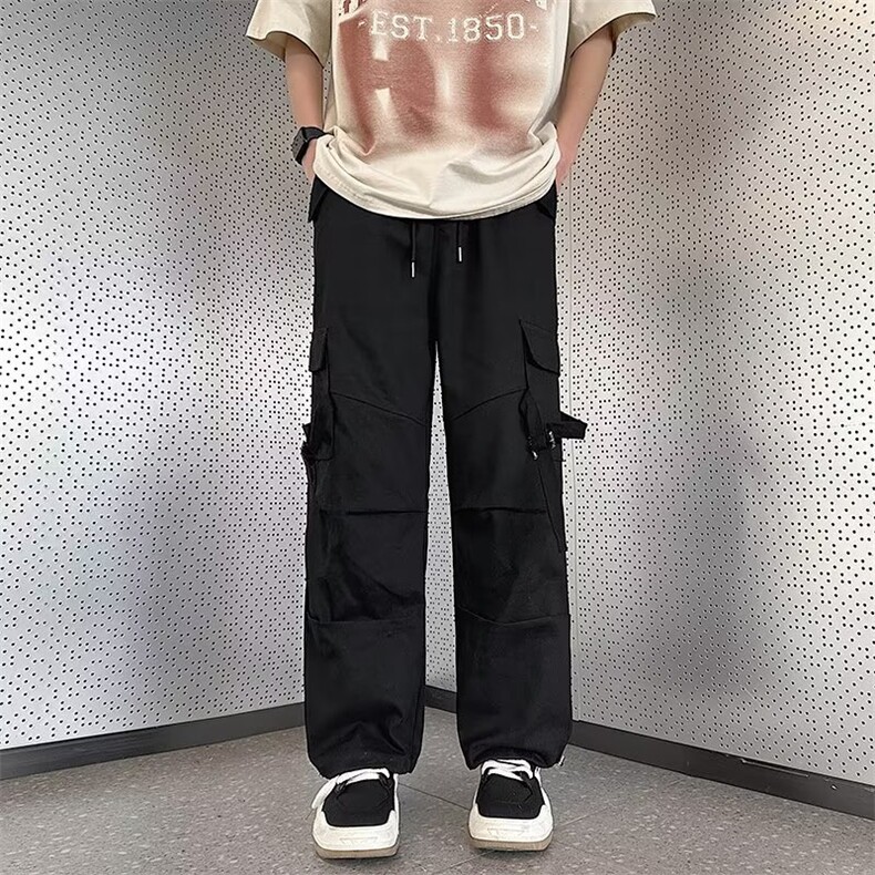 飘带口袋工装裤高街男hiphop炸街裤子设计感阔腿裤CK263P48,男装休闲裤,星座410-2