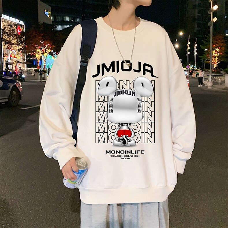 S6214-P28 加绒款-P33 秋季圆领卫衣男大码韩版宽松长袖外套图片