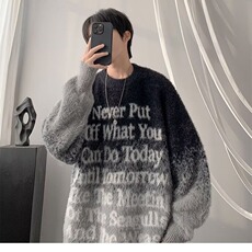 潮牌美式渐变仿水貂毛针织衫男女秋季宽松情侣百搭毛衣MY228-P57，男装针织衫/毛衣，星座208-5