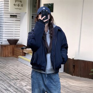 美式高街复古老钱风薄款夹克冲锋衣男女纯色休闲宽松boxy飞行外套图片