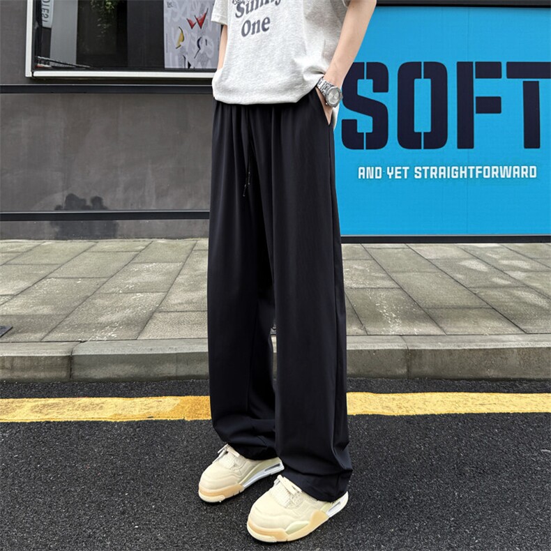 YK302-P45-高品质高弹力冰皮垂感冰凉休闲裤面料：锦纶78氨纶22，男装皮裤，电商A429