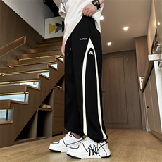秋季新款阔腿休闲裤男潮流宽松直筒裤拼色卫裤J158-P43，男装休闲裤，星座310B-3