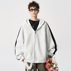 得物二开开衫拼接加绒卫衣男刺绣潮外套A266-WH022-P60加绒70，女装短外套，电商A266